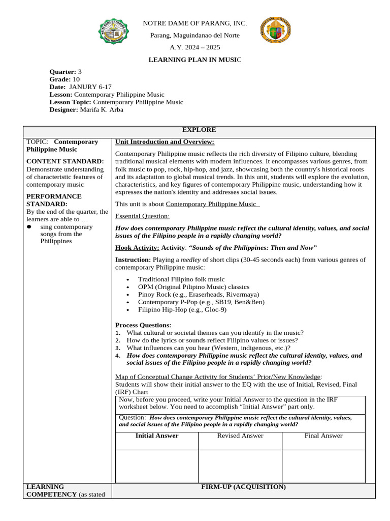 Quarter 3 Music Lesson Plan | PDF | Multimedia | Educational Technology
