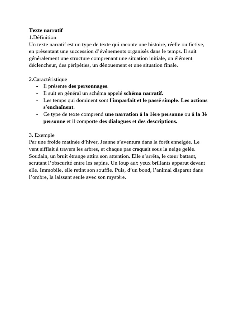 Caractéristiques du texte narratif | PDF
