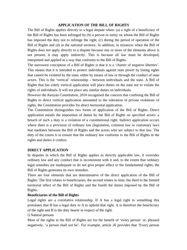 Application of the Bill of Rights | PDF | Constitution | Common Law