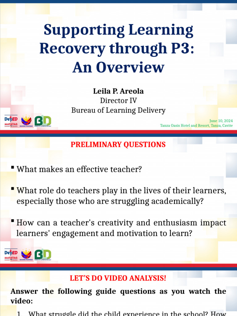 Supporting Learning Recovery Through P3 - Leila P. Areola | PDF ...