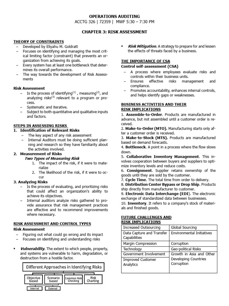 Chapter 3 Handouts Final | PDF | Risk | Risk Assessment