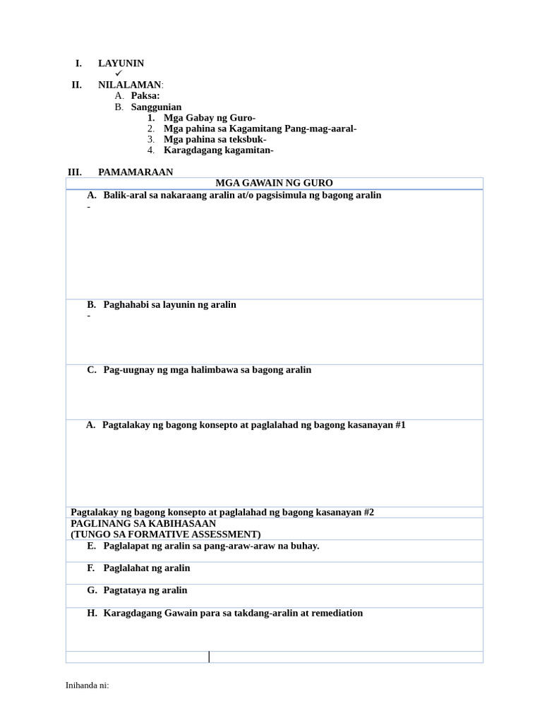 Lesson Plan Blank | PDF