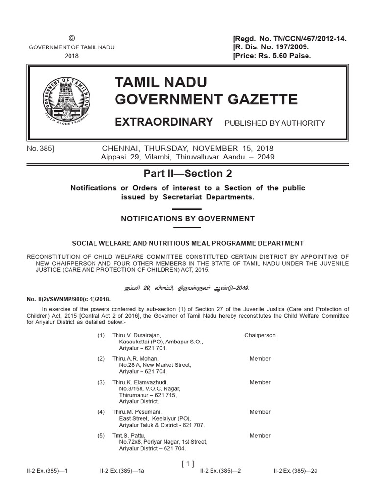 Appointment CWC Cpandmembers (24districts) 385 Ex II 2 | PDF | Tamil ...