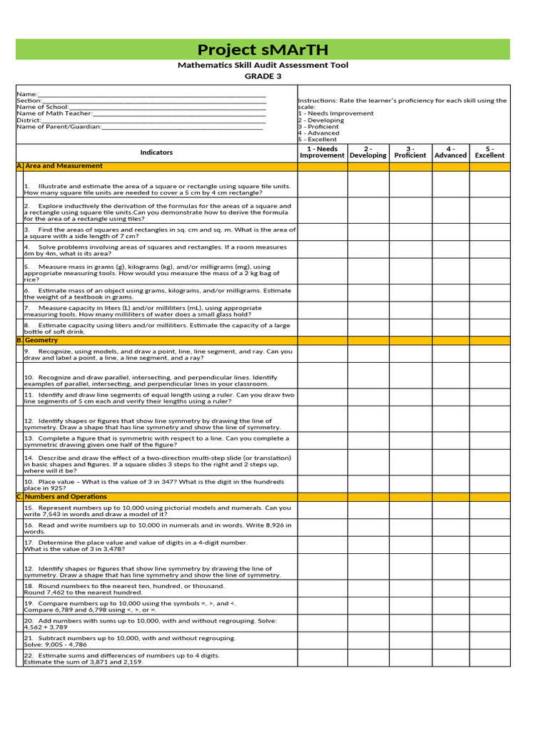 Grade 3 Assessment Tool Pdf Line Geometry Multiplication