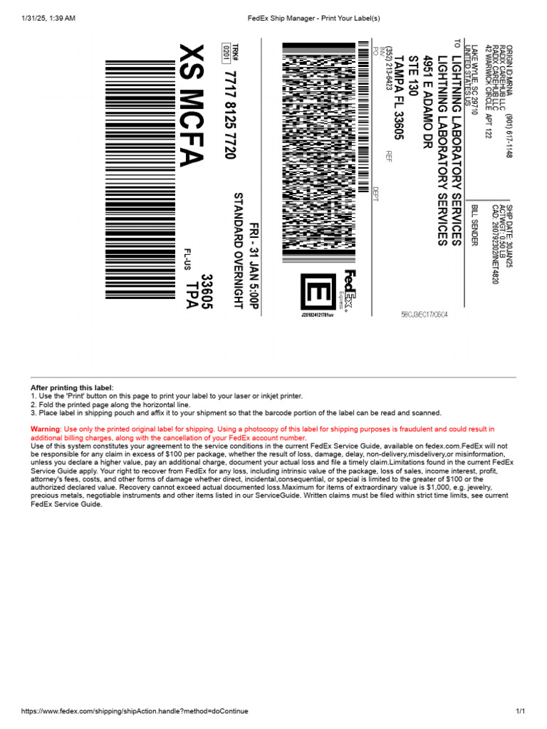 FedEx Shipping Label Printing Guide | PDF