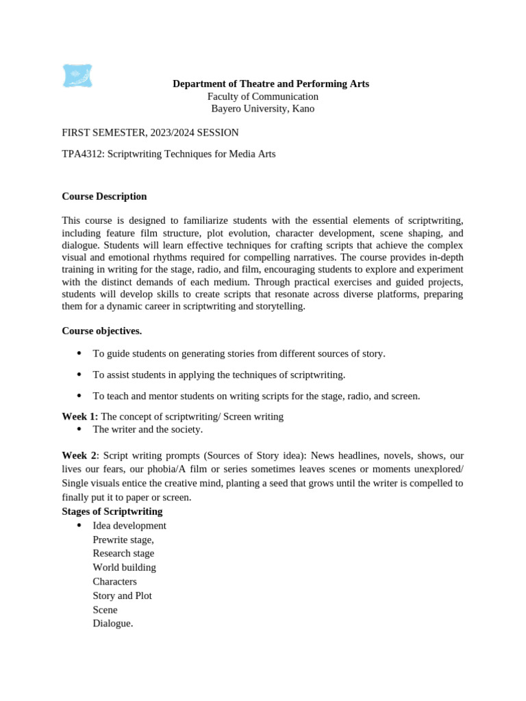 Scriptwriting Techniques for Media Arts | PDF | Screenwriting | Screenplay