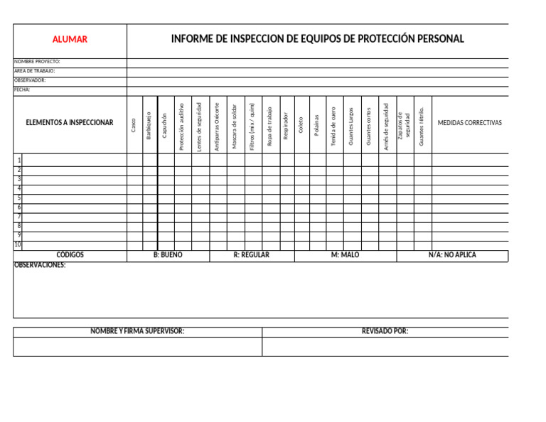 Inspección de Equipos de Protección Personal | PDF