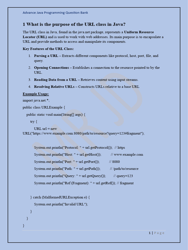 Advanced Java Programming Q&A Guide | PDF | Transmission Control ...