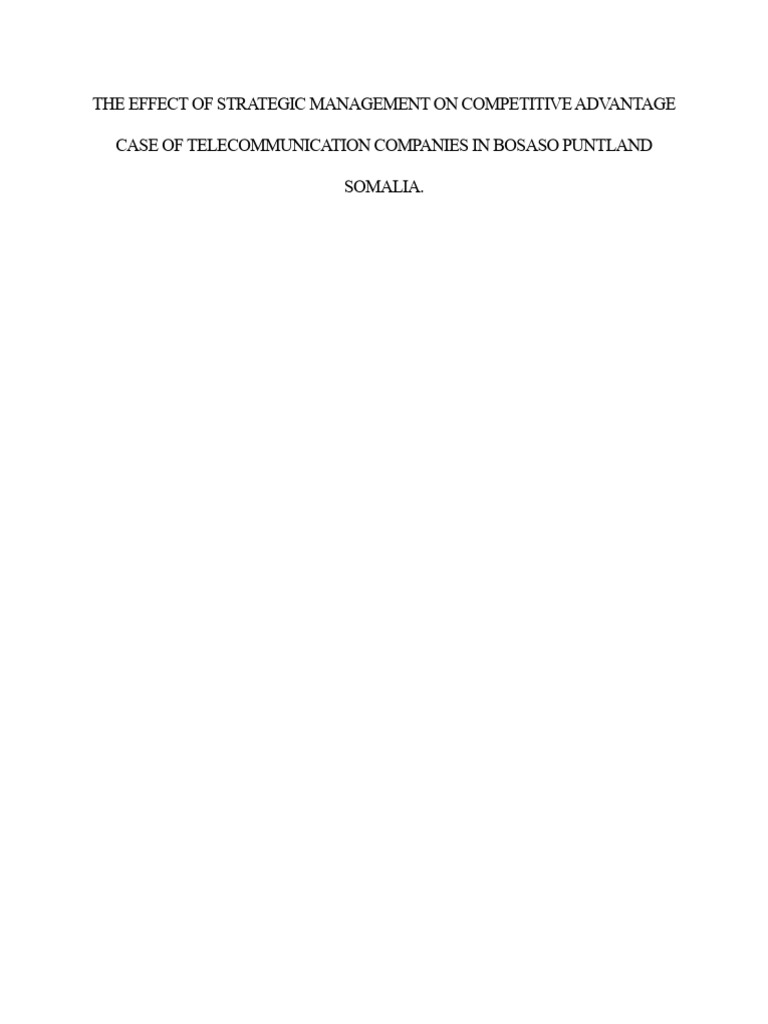THE EFFECT OF STRATEGIC MANAGEMENT ON COMPETITIVE ADVANTAGE | PDF ...