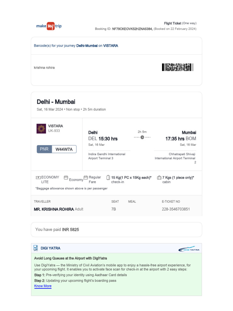 NF79CKEOVK52HZNA5384 ETicket | PDF | Airport | Transport