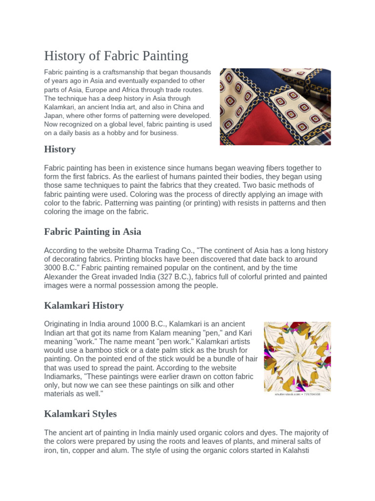 History of Fabric Painting Techniques | PDF | Textiles