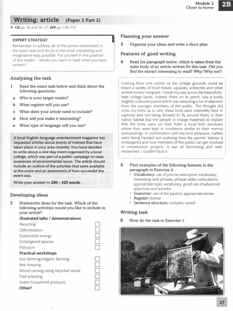 Writing Article P. 28 Resource Book | PDF | Verb | English Language