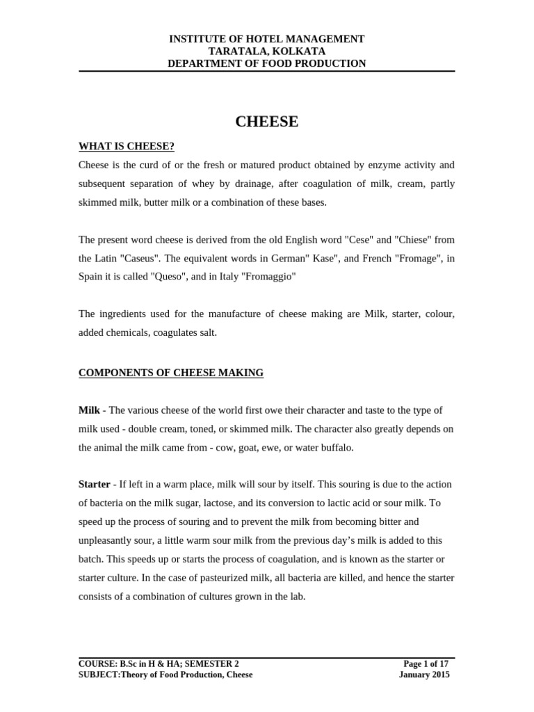 Cheese Production and Types Explained | PDF | Cheese | Cheesemaking