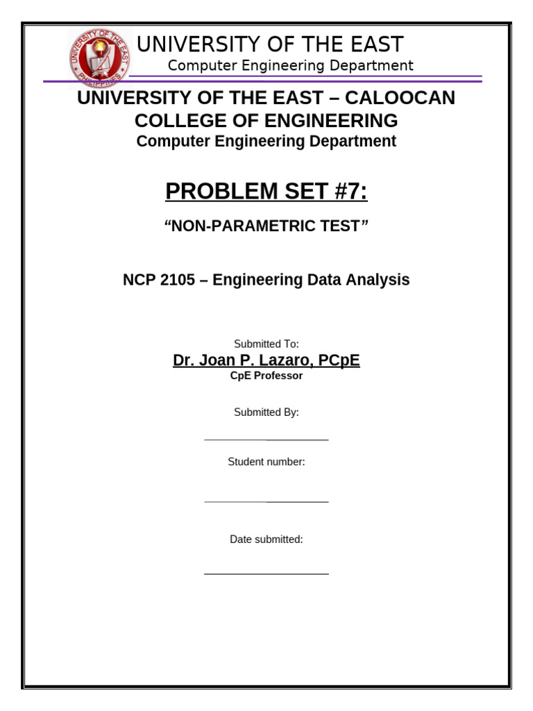 Non-Parametric Test Problem Set | PDF