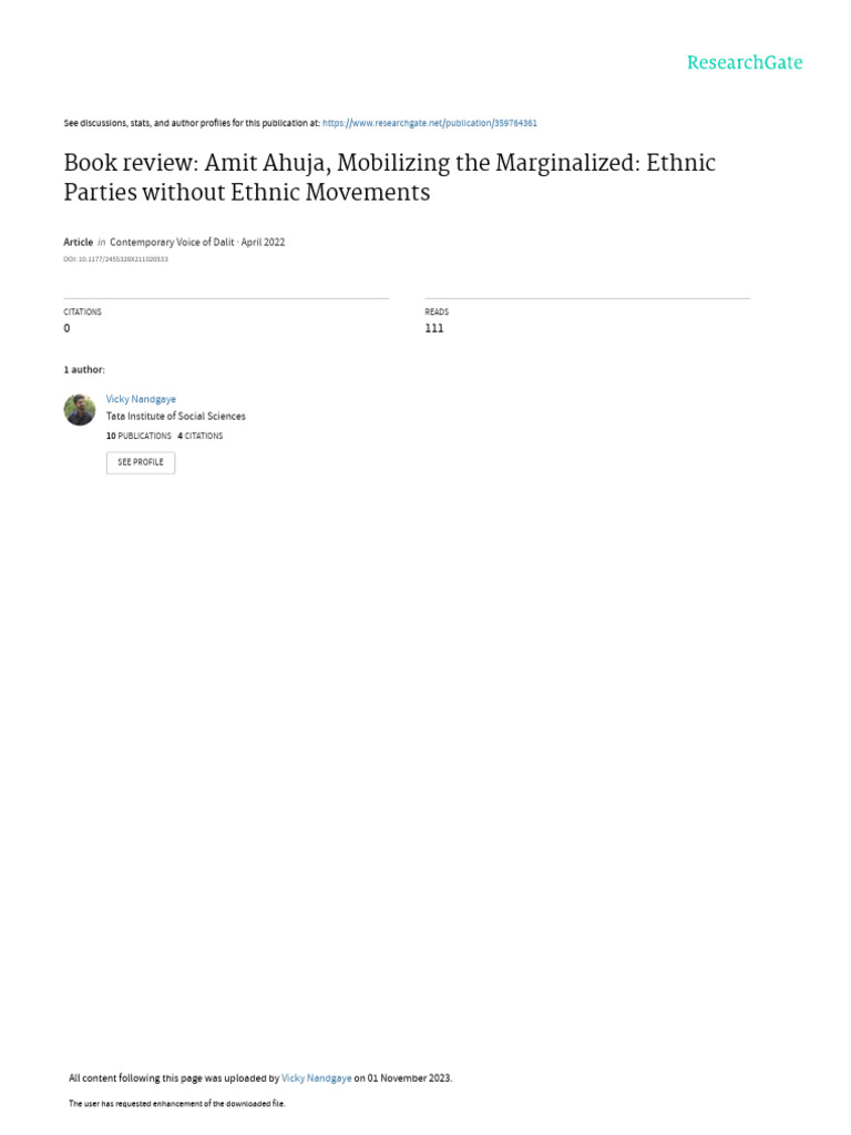MobilizingtheMarginalized BookReview | PDF | Dalit | Politics Of India