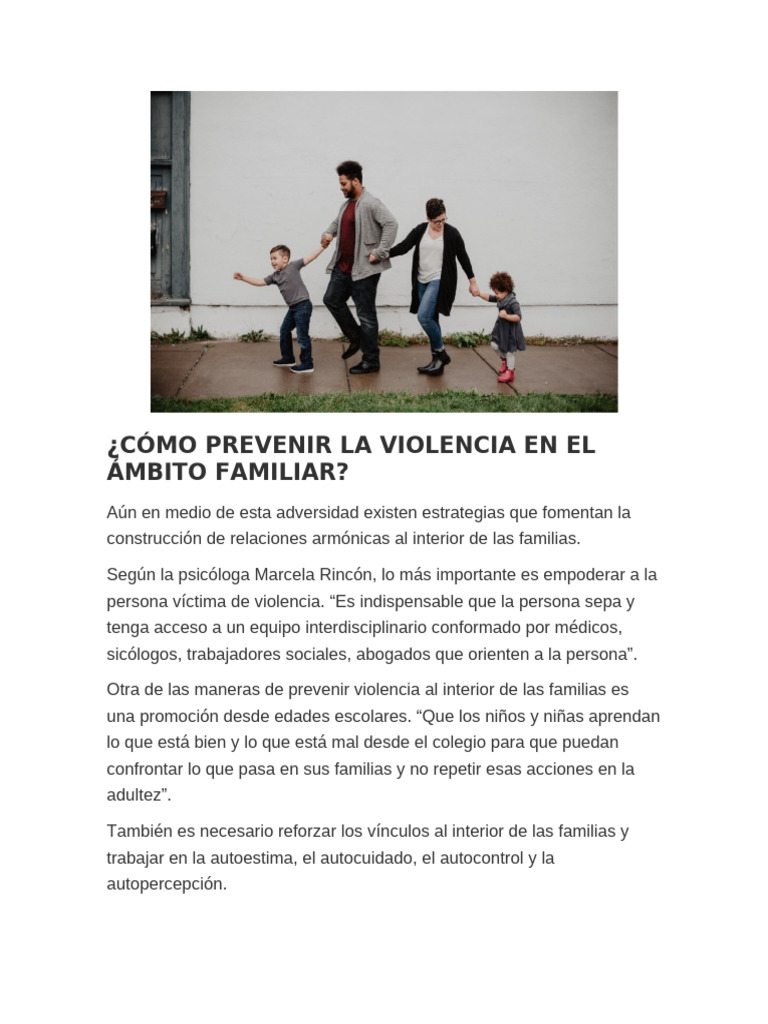 Cómo Prevenir La Violencia en El Ámbito Familiar | PDF