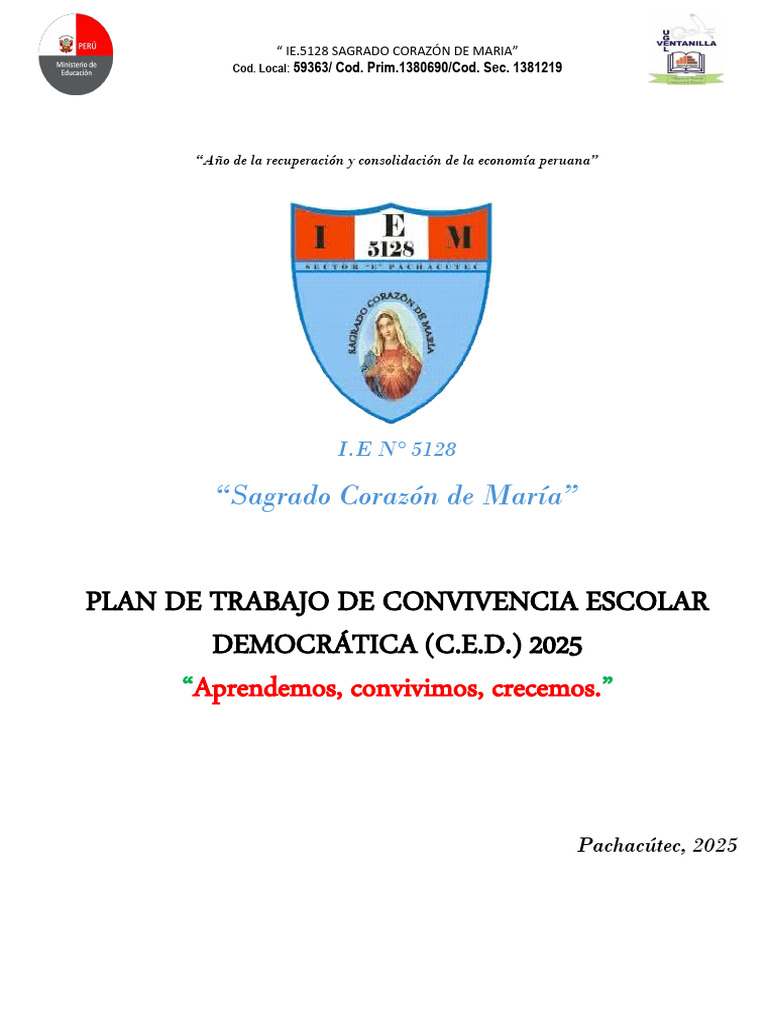 Plan de Convivencia Escolar 2025 IE 5128 | PDF | Acoso sexual | Acoso ...