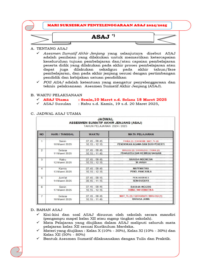 Pamflet ASAJ 2025: Jadwal dan Ketentuan | PDF