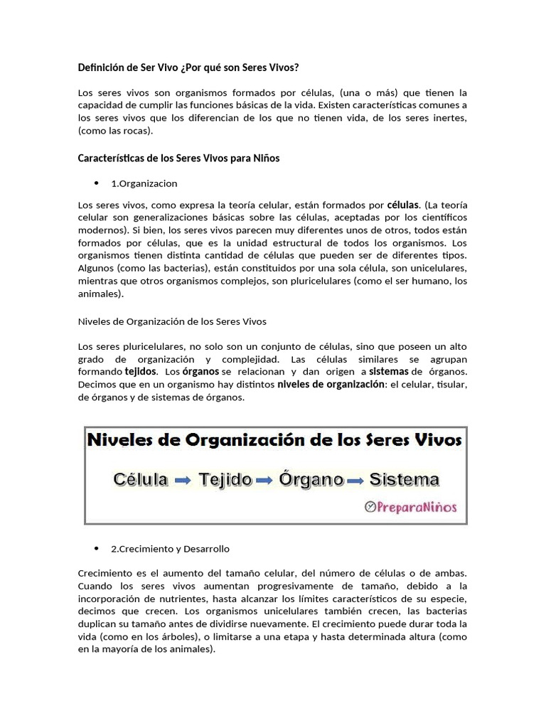 Características y funciones de los seres vivos | PDF | Organismos ...