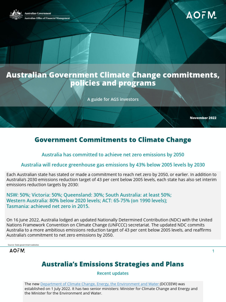Aust Govt CC Actions Update November 2022 - 1 | PDF | Climate Change ...