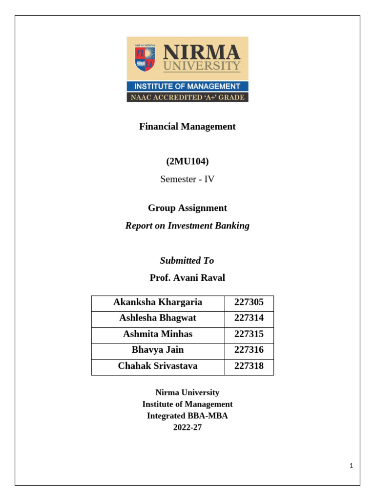 FM Group Assignment | PDF | Investment Banking | Valuation (Finance)