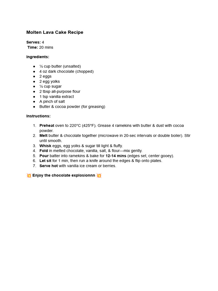 Lava Cake Original Name