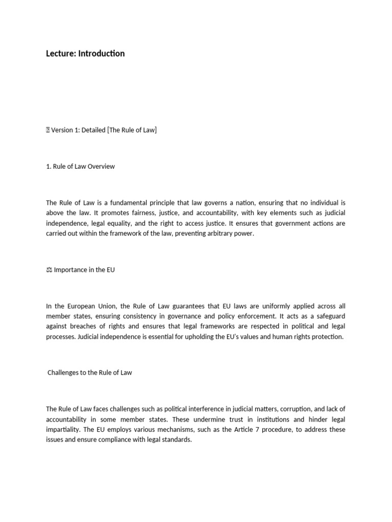 Understanding the Rule of Law in the EU | PDF | European Union Law ...
