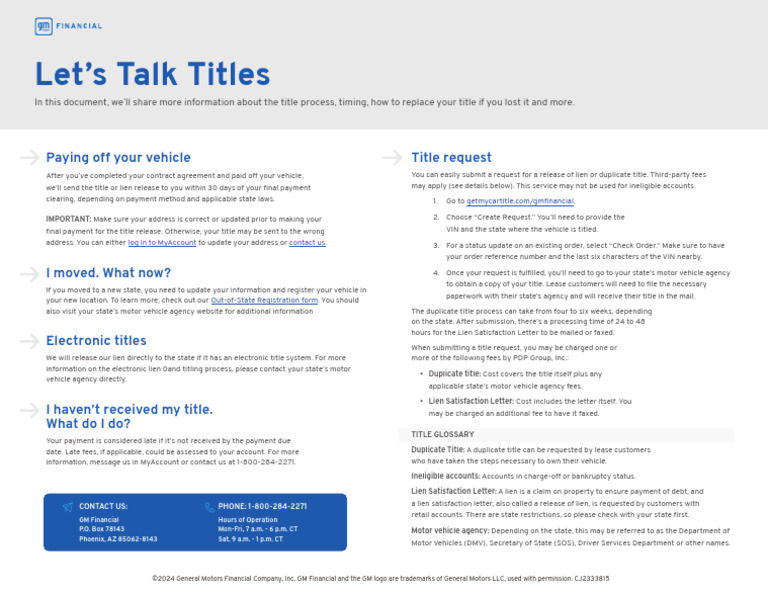 Vehicle Title Release Process Explained | PDF | Department Of Motor ...