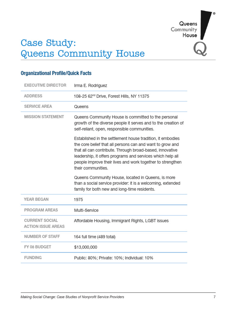 Queens Community House Case Study | PDF | Community