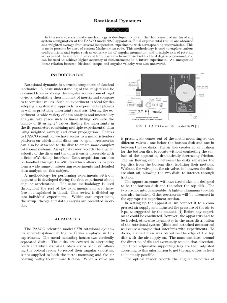 Methodology for Rotational Dynamics Experiments | PDF | Rotation Around ...