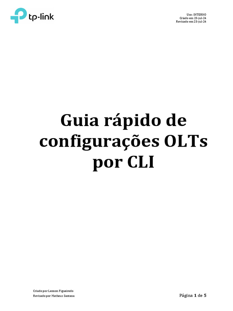 Guia de Configuração OLT por CLI | PDF | Redes de computadores ...