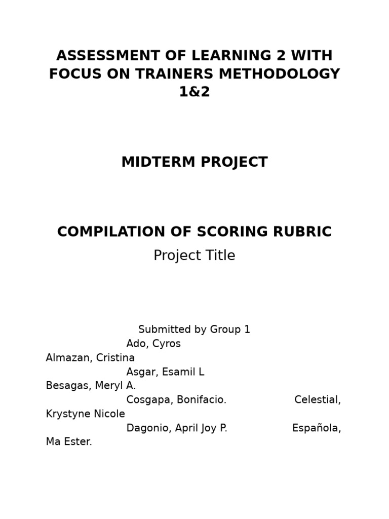 MIDTERM PROJECT Rubric | PDF | Skill | Creativity