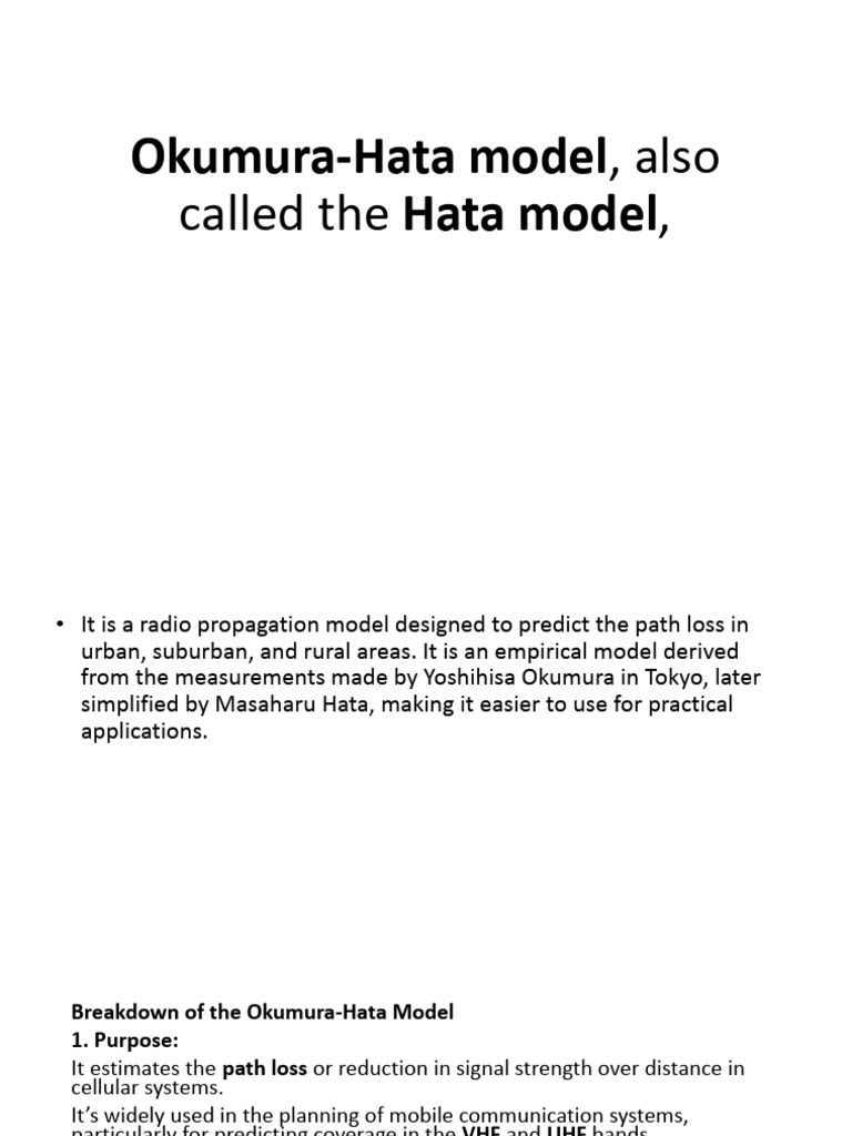 Okumura-Hata Model for Cellular Networks | PDF | Cellular Network ...