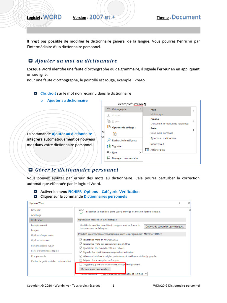 Gérer Un Dictionnaire Personnel | PDF