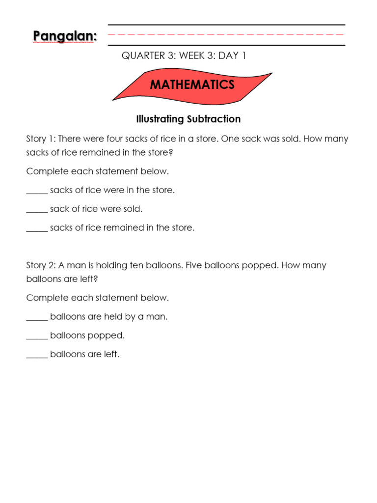 Subtraction Exercises for Kids | PDF | Subtraction | Numbers