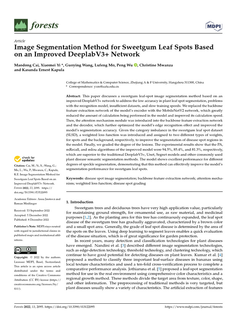 Forests 13 02095 v2 | PDF | Image Segmentation | Deep Learning