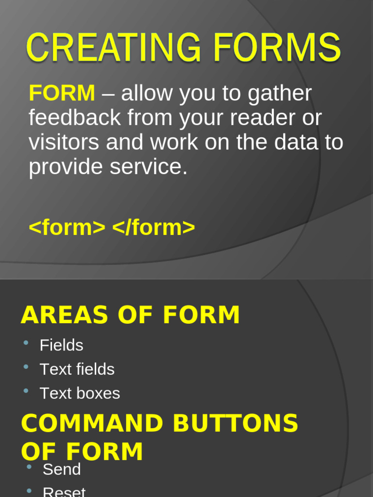 4TH Qtr. Note 5 Creating Forms | PDF | Menu (Computing) | Software