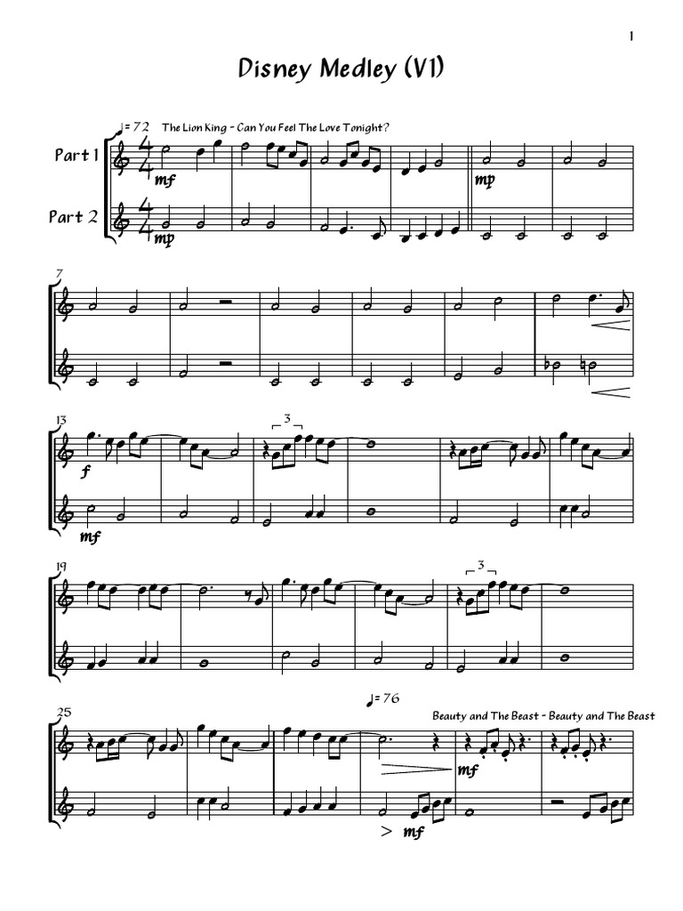 Disney Medley Sheet Music Pdf