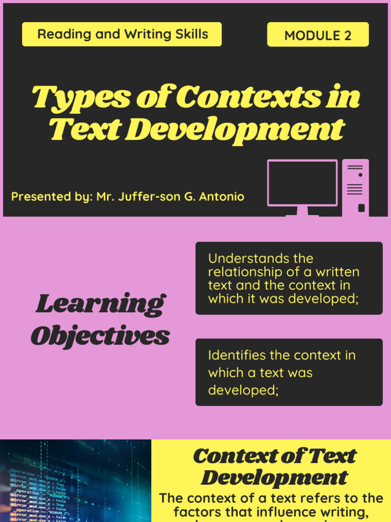 Contexts in Text Development Explained | PDF | Romeo And Juliet ...