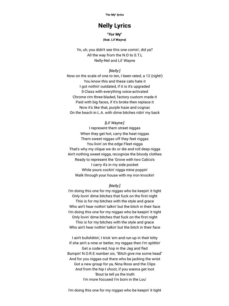Nelly - For My Lyrics | PDF
