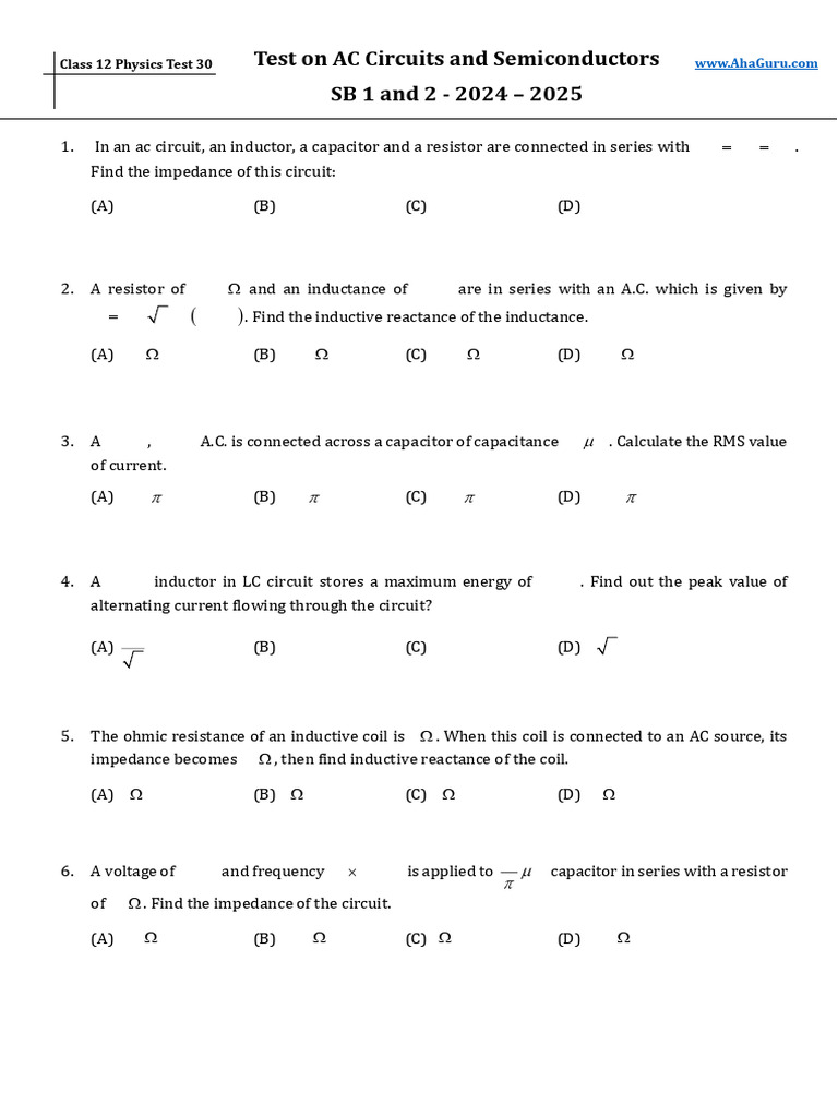 PdfT030 12 Phy 10Q 04nov24 | PDF | Inductor | Electrical Impedance