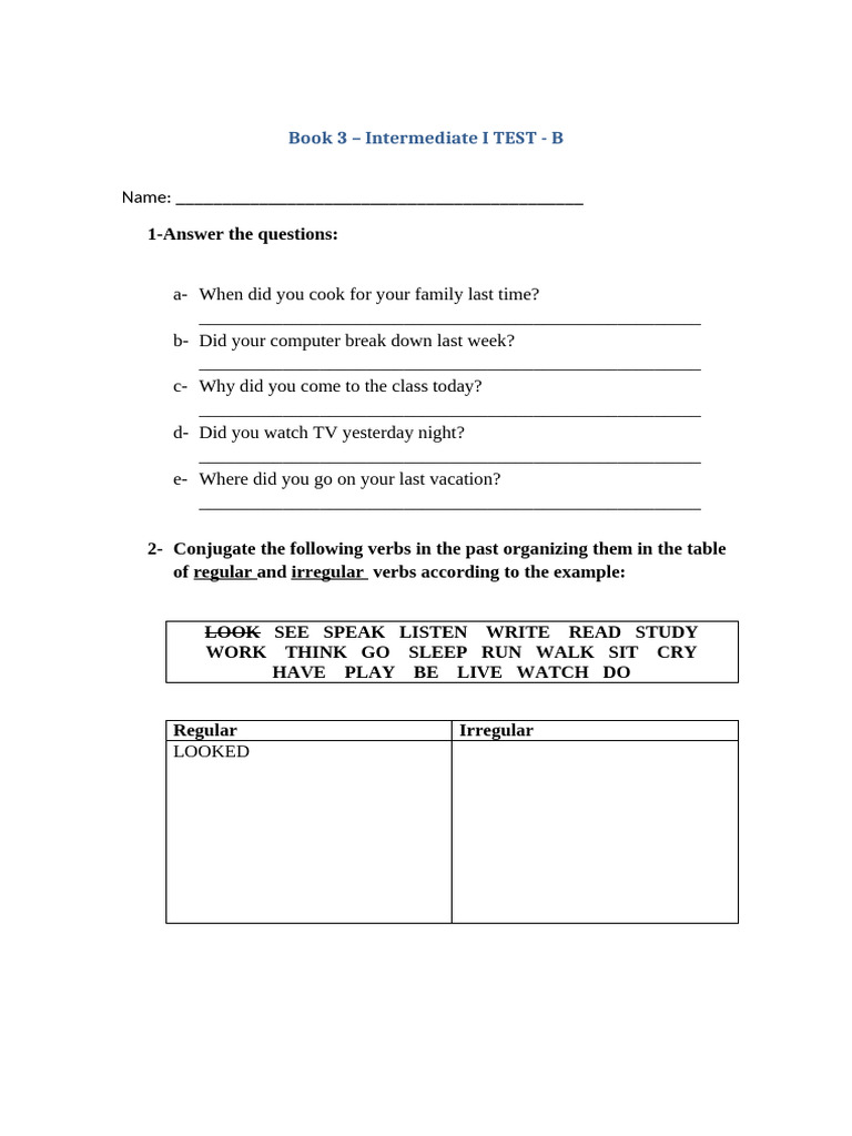 Intermediate English Test - Book 3 | PDF | Morphology | Language Mechanics