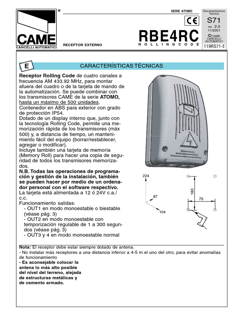 Receptor Externo Rolling Code 433.92 MHz | PDF | Ingenieria Eléctrica ...
