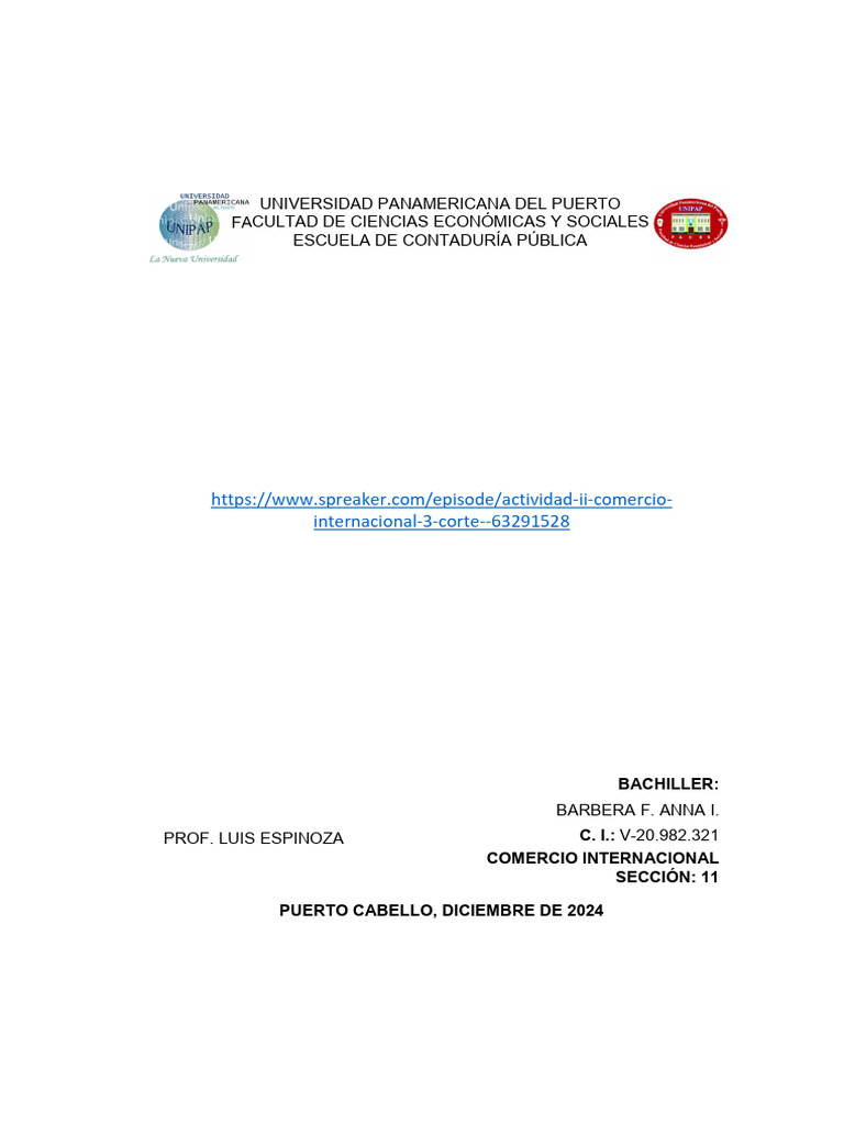 Comercio Internacional - Actividad II | PDF