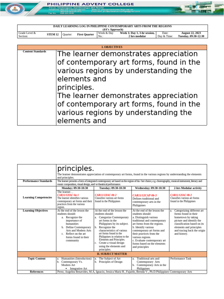 4 A's Learning Log Sa Filipino 10 | PDF | Humanities | Learning