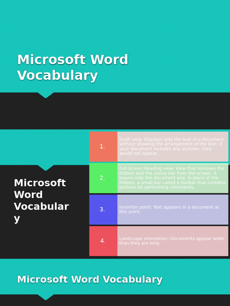 MS Word Vocabulary 1 | PDF | Microsoft Word | Computing