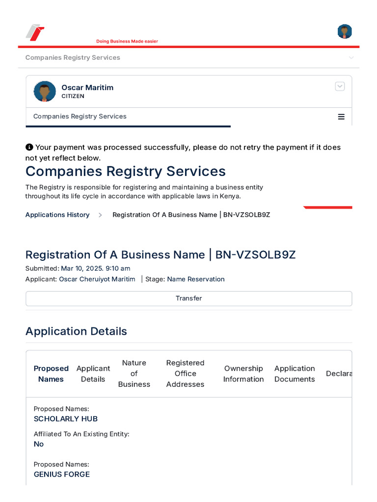 Successful Business Name Registration | PDF