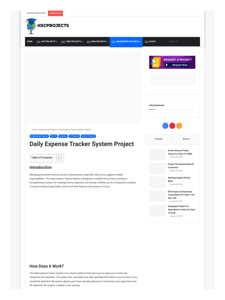 Expense Tracker System Project