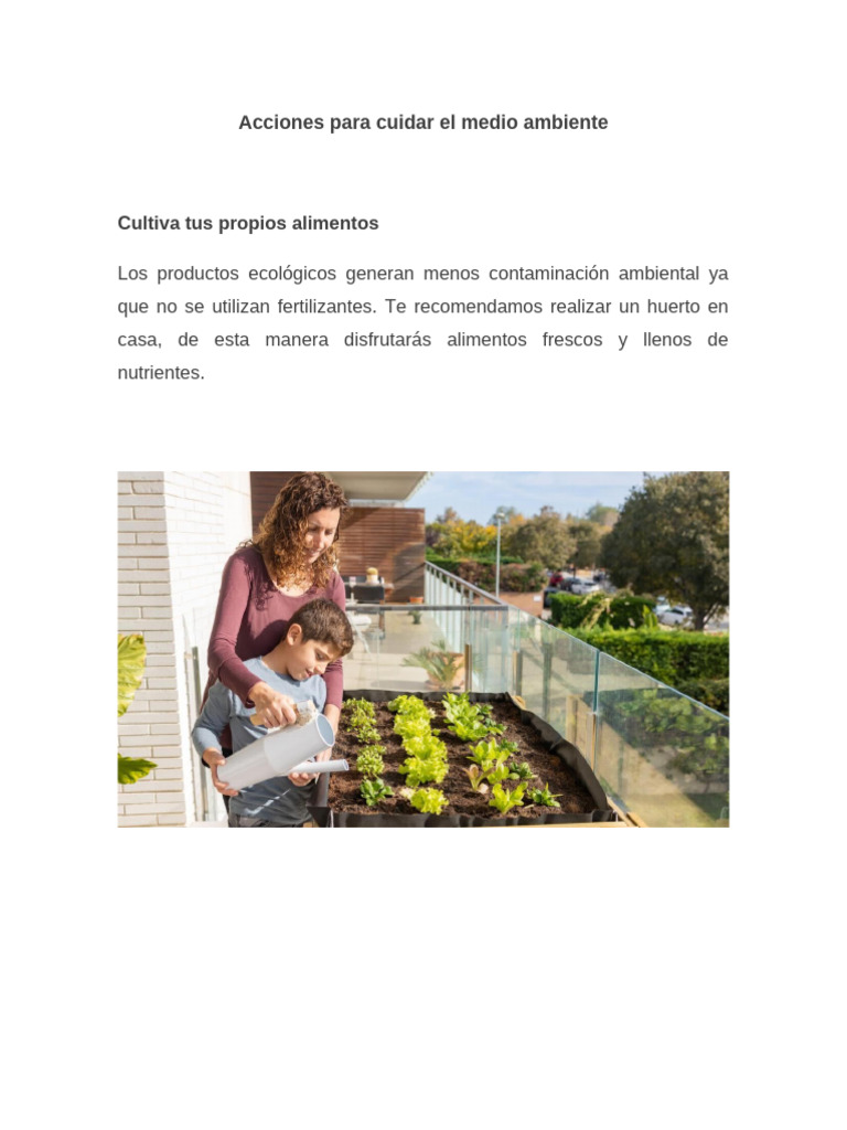 Acciones para Cuidar El Medio Ambiente | PDF