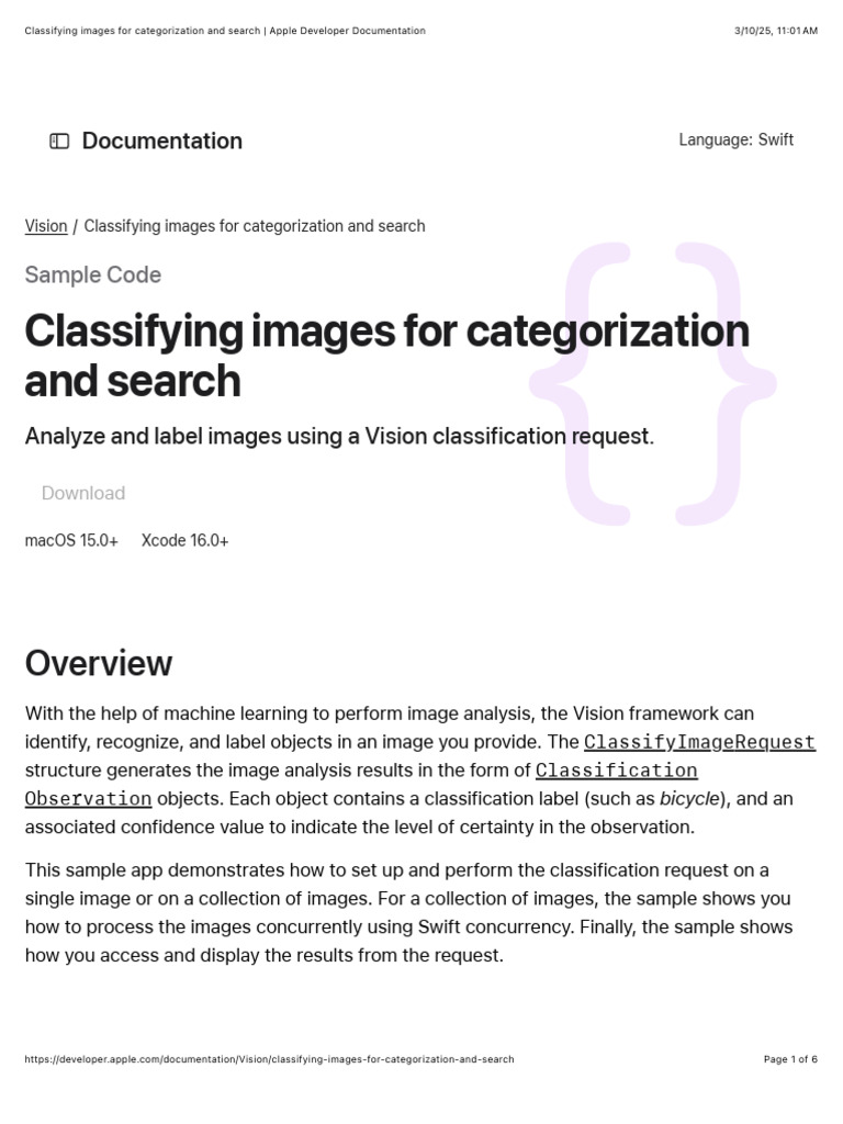 Classifying Images For Categorization and Search - Apple Developer ...